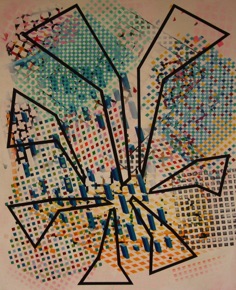 Flickering helicopter blades on
skyscrapers
Acrylic, 123 x 150 Flickering helicopter blades on
skyscrapers
Acrylic, 123 x 150